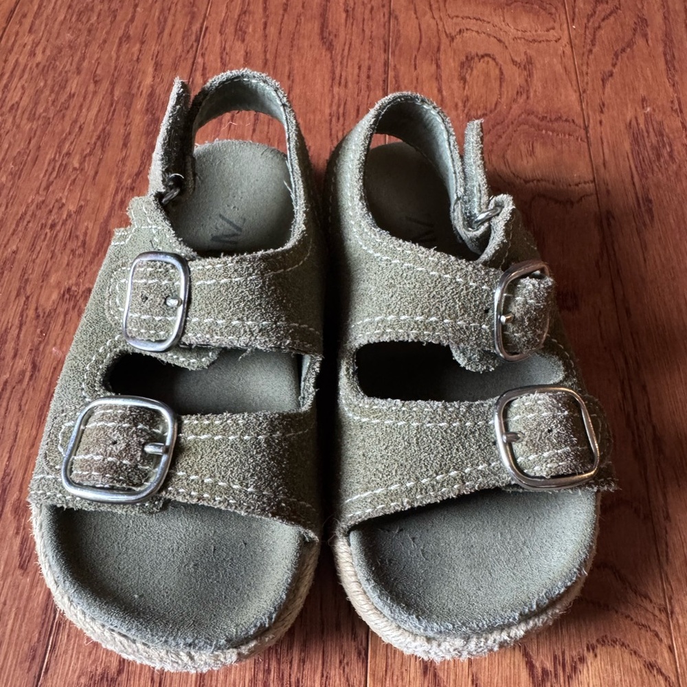 Zara Kids Green Double Buckle Sandals